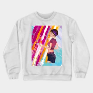 Girl painter and colorful artist paint palette Crewneck Sweatshirt